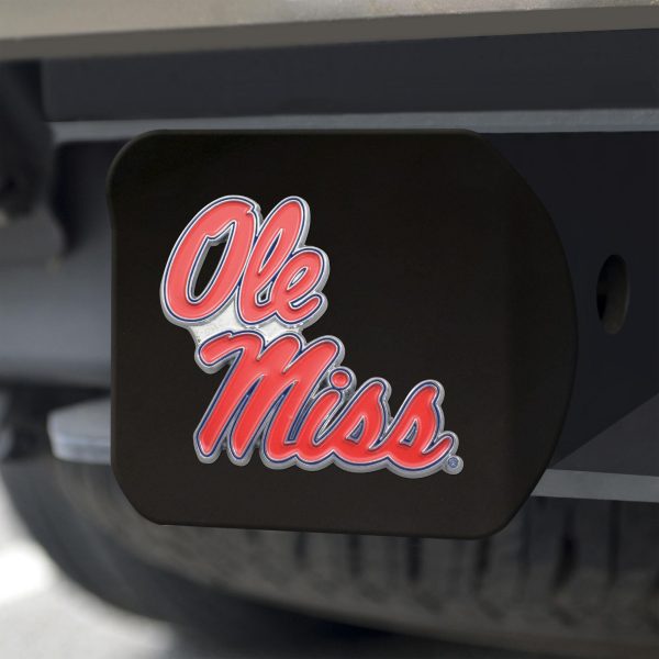 Mississippi Rebels Hitch Cover Color on Black 3.4 x4  Online now