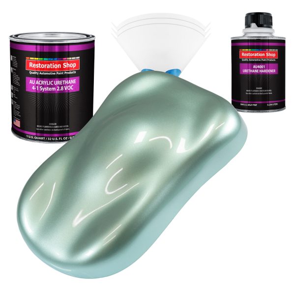 Frost Green Metallic Acrylic Urethane Auto Paint - Complete Quart Paint Kit - Professional Single Stage Automotive Car Coating, 4:1 Mix Ratio 2.8 VOC Sale