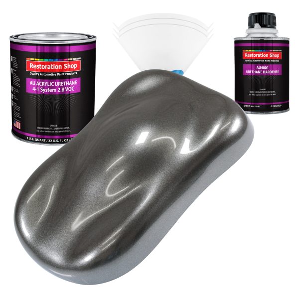 Meteor Gray Metallic Acrylic Urethane Auto Paint - Complete Quart Paint Kit - Professional Single Stage Automotive Car Coating, 4:1 Mix Ratio 2.8 VOC For Sale
