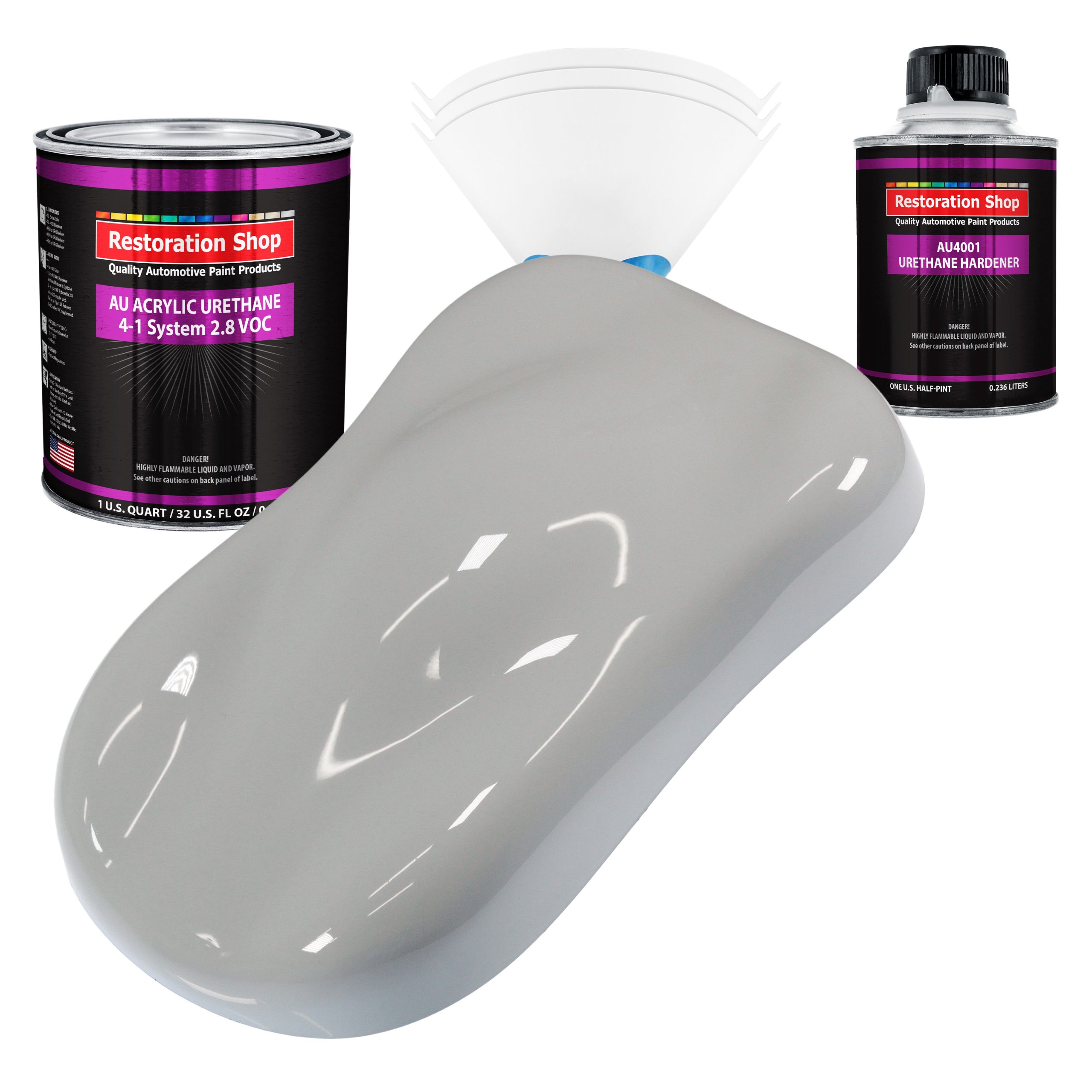 Mesa Gray Acrylic Urethane Auto Paint – Complete Quart Paint Kit – Professional Single Stage Gloss Automotive Car Truck Coating, 4:1 Mix Ratio 2.8 VOC Discount