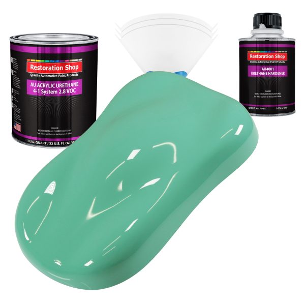 Light Aqua Acrylic Urethane Auto Paint - Complete Quart Paint Kit - Professional Single Stage Gloss Automotive Car Truck Coating 4:1 Mix Ratio 2.8 VOC Online Sale