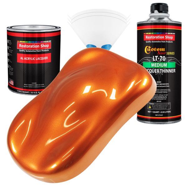 Firemist Orange - Acrylic Lacquer Auto Paint - Complete Quart Paint Kit with Medium Thinner - Professional Automotive Car Truck Refinish Coating Online Sale