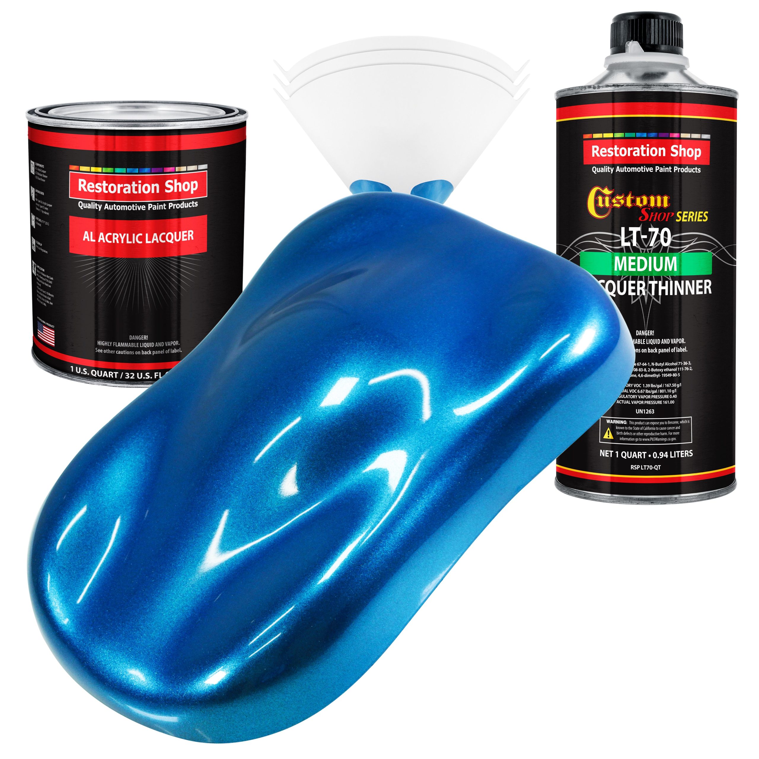 True Blue Firemist – Acrylic Lacquer Auto Paint – Complete Quart Paint Kit with Medium Thinner – Professional Automotive Car Truck Refinish Coating For Discount