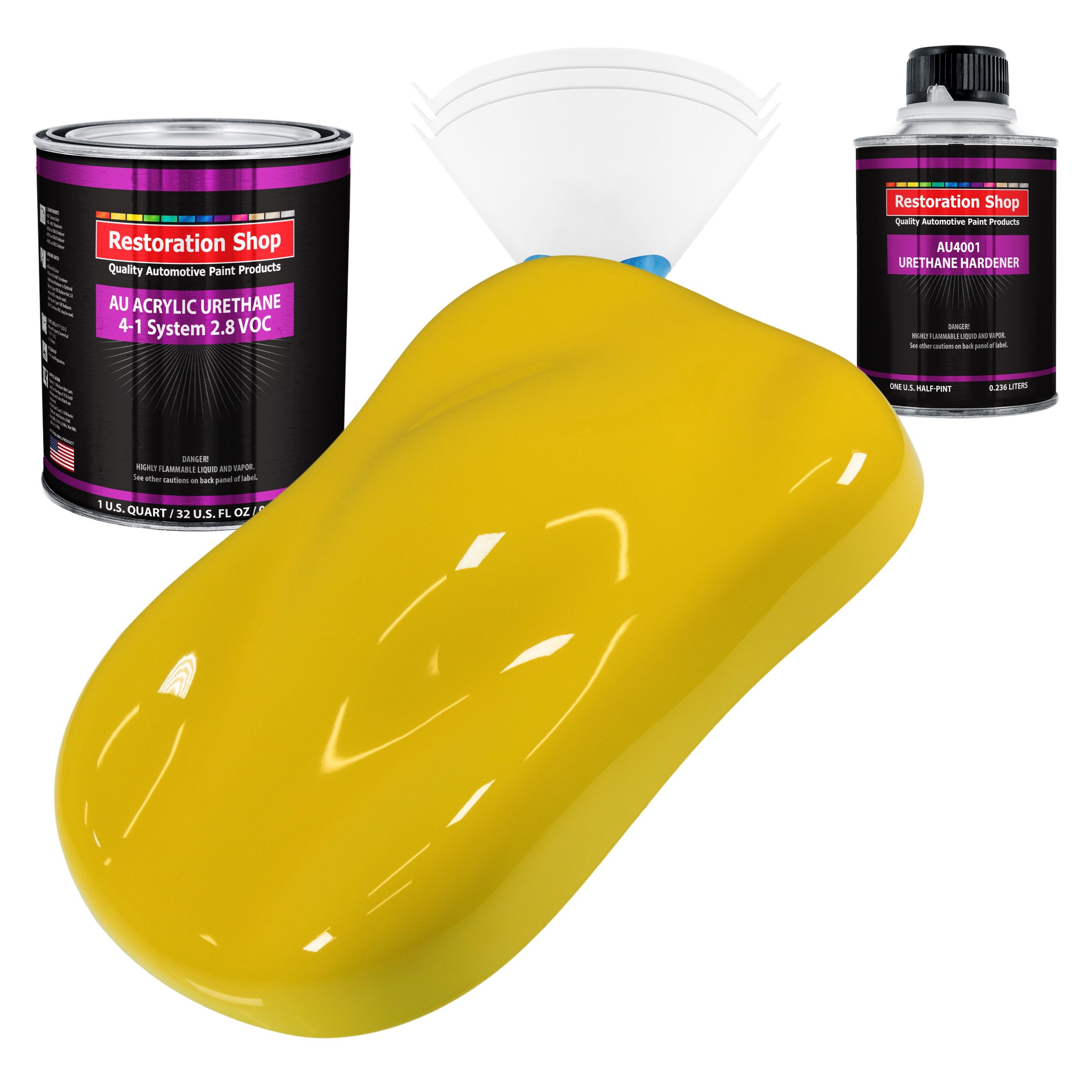 Electric Yellow Acrylic Urethane Auto Paint – Complete Quart Paint Kit – Professional Single Stage Automotive Car Truck Coating, 4:1 Mix Ratio 2.8 VOC Sale