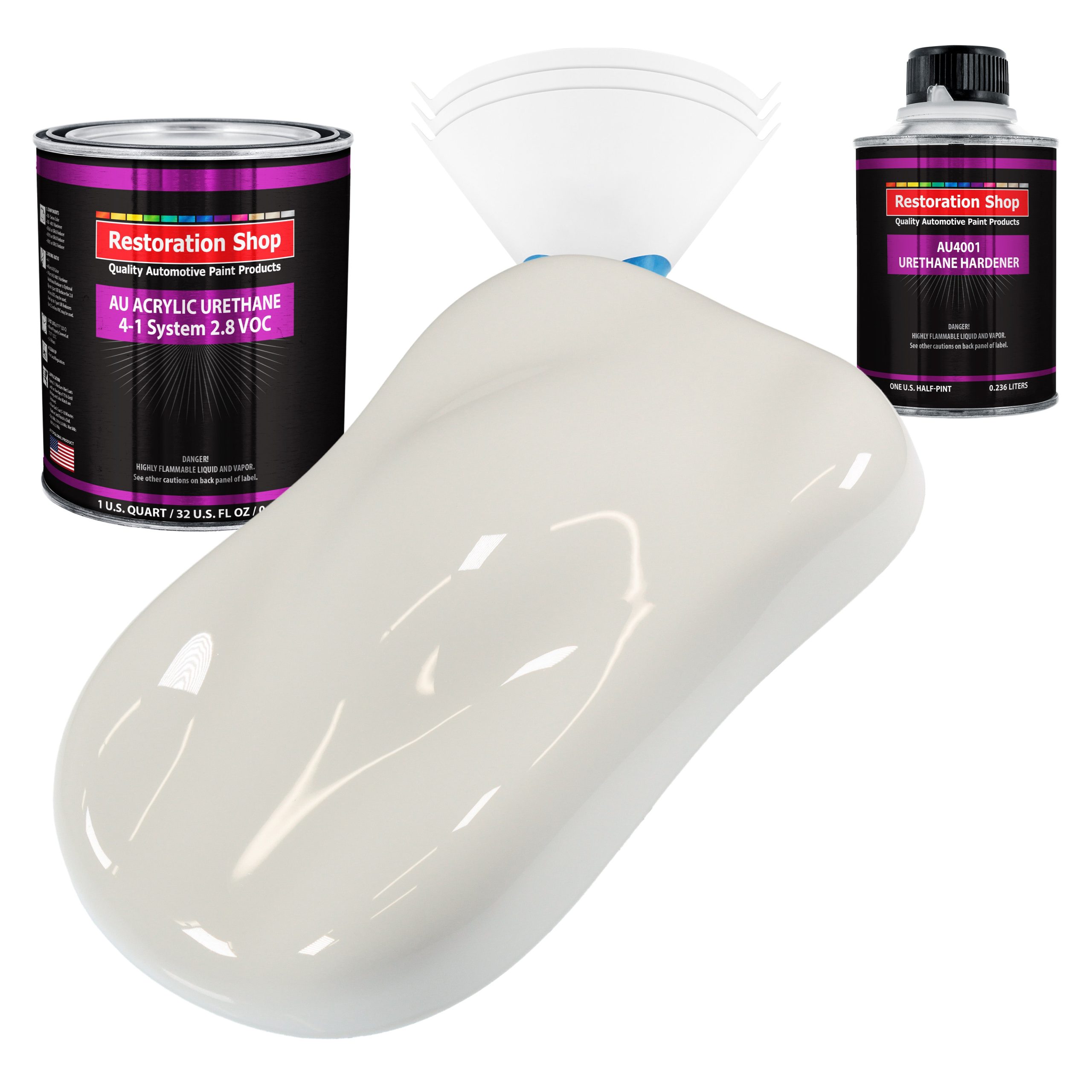 Wispy White Acrylic Urethane Auto Paint (Complete Quart Paint Kit) Professional Single Stage Gloss Automotive Car Truck Coating, 4:1 Mix Ratio 2.8 VOC Cheap