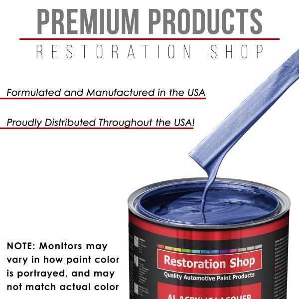Cosmic Blue Metallic - Acrylic Lacquer Auto Paint - Complete Quart Paint Kit with Medium Thinner - Pro Automotive Car Truck Guitar Refinish Coating Online Sale - Image 4