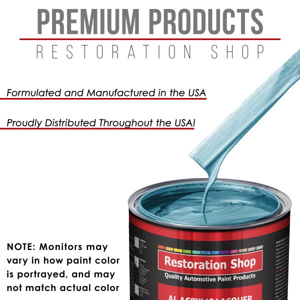 Azure Blue Metallic - Acrylic Lacquer Auto Paint - Complete Quart Paint Kit with Medium Thinner - Pro Automotive Car Truck Guitar Refinish Coating Fashion - Image 4