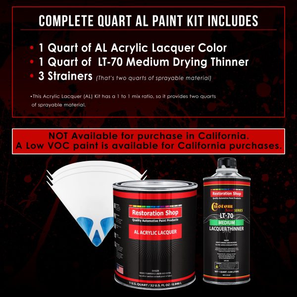 Frost Green Metallic - Acrylic Lacquer Auto Paint - Complete Quart Paint Kit with Medium Thinner - Pro Automotive Car Truck Guitar Refinish Coating Hot on Sale - Image 2