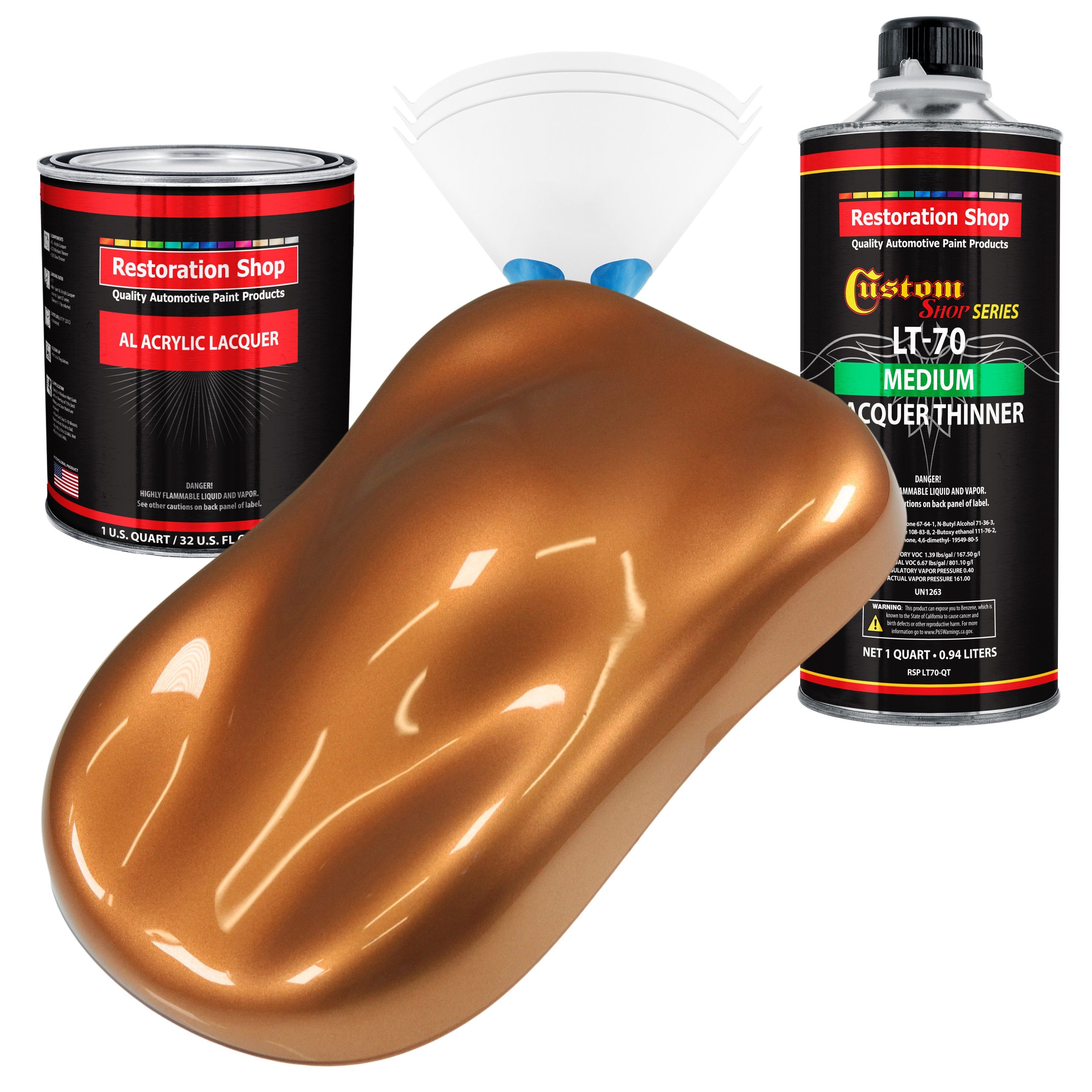 Ginger Metallic – Acrylic Lacquer Auto Paint – Complete Quart Paint Kit with Medium Thinner – Professional Automotive Car Truck Refinish Coating Supply