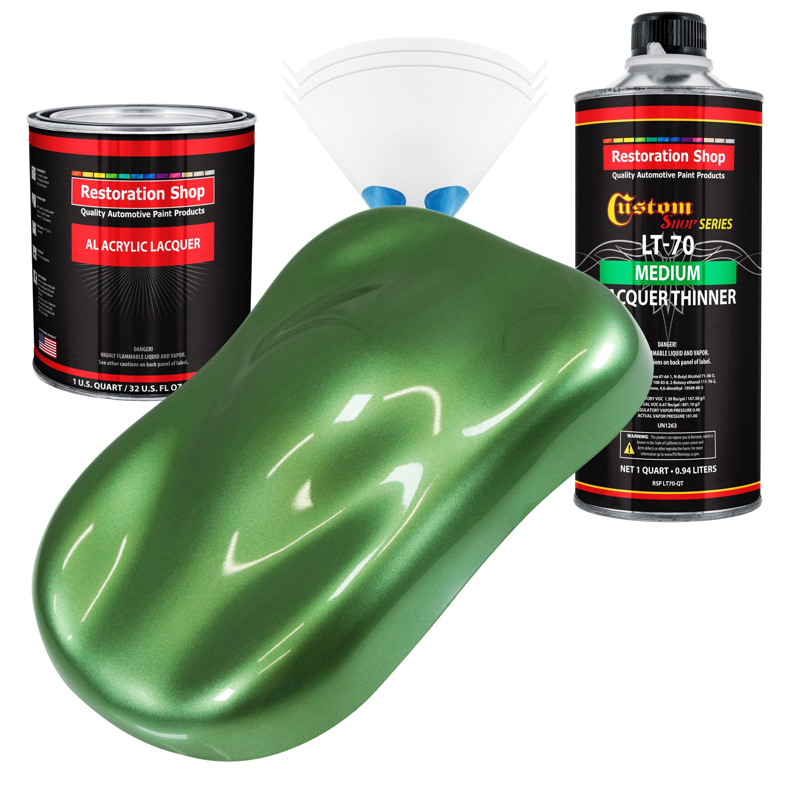 Medium Green Metallic – Acrylic Lacquer Auto Paint – Complete Quart Paint Kit with Medium Thinner – Pro Automotive Car Truck Guitar Refinish Coating For Sale
